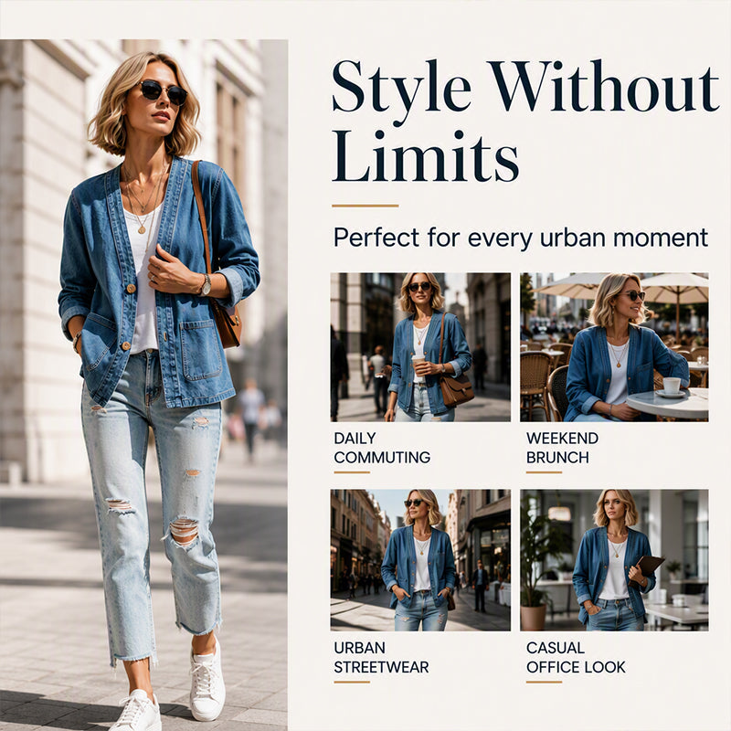 Women's Casual V-Neck Denim Cardigan