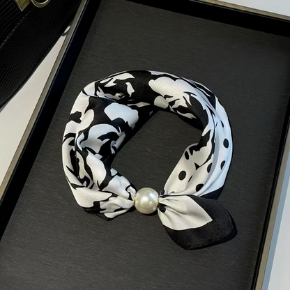 ✨ No-Tie Magnetic Pearl Clasp Scarf – Elegant Style & Effortless Comfort 🤍