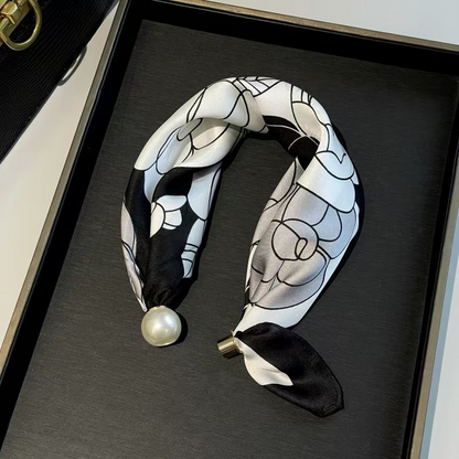 ✨ No-Tie Magnetic Pearl Clasp Scarf – Elegant Style & Effortless Comfort 🤍