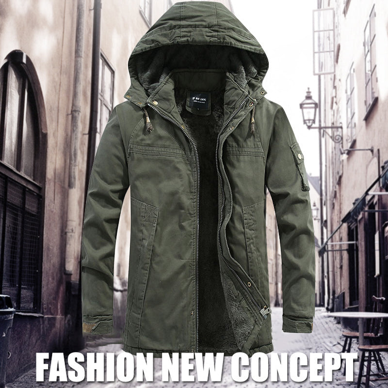 Men’s Plush Lined Winter Jacket with Multi Pockets