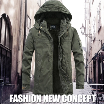 Men’s Plush Lined Winter Jacket with Multi Pockets
