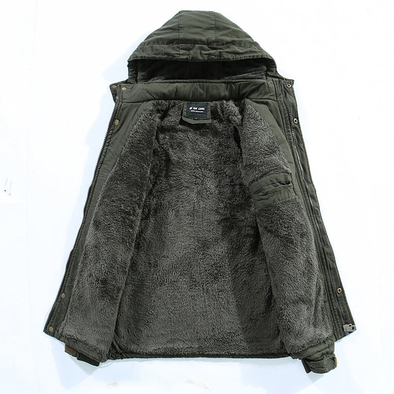 Men’s Plush Lined Winter Jacket with Multi Pockets