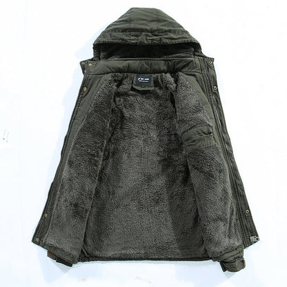 Men’s Plush Lined Winter Jacket with Multi Pockets