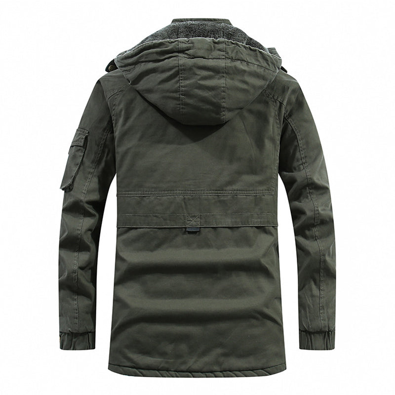 Men’s Plush Lined Winter Jacket with Multi Pockets