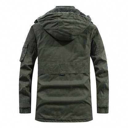 Men’s Plush Lined Winter Jacket with Multi Pockets