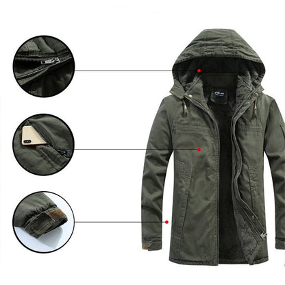 Men’s Plush Lined Winter Jacket with Multi Pockets