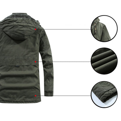 Men’s Plush Lined Winter Jacket with Multi Pockets