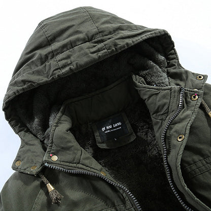 Men’s Plush Lined Winter Jacket with Multi Pockets