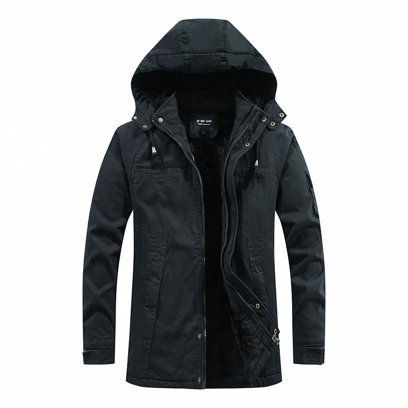 Men’s Plush Lined Winter Jacket with Multi Pockets
