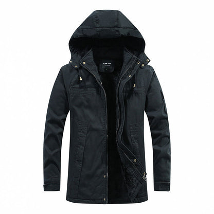 Men’s Plush Lined Winter Jacket with Multi Pockets