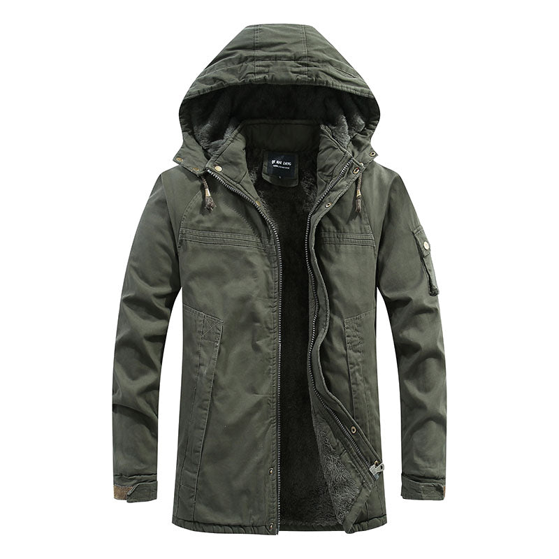 Men’s Plush Lined Winter Jacket with Multi Pockets