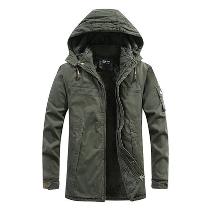 Men’s Plush Lined Winter Jacket with Multi Pockets