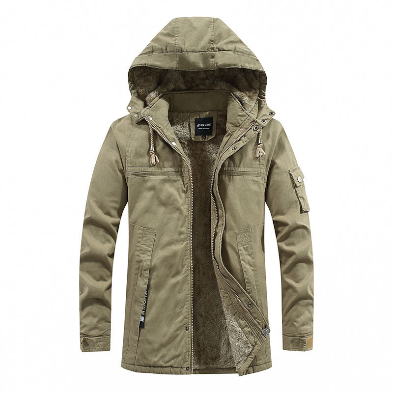 Men’s Plush Lined Winter Jacket with Multi Pockets