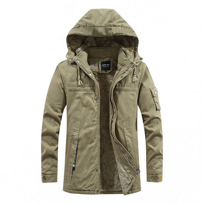 Men’s Plush Lined Winter Jacket with Multi Pockets