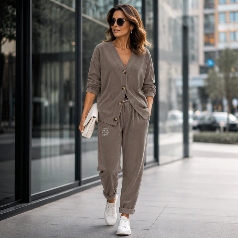 🤎 Textured Corduroy, Effortless Matching Style | Women's 2-Piece Set