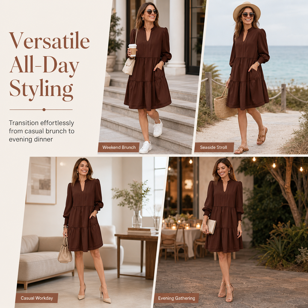 💖Black Friday Mega Deal – 50% off!💖✨Women's V-Neck Tiered Ruffle Mini Dress – Flirty, Flattering, Effortless Summer Style