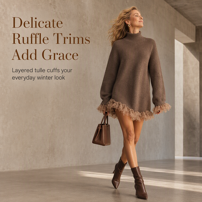 ✨ Feminine Knit Detail | Women’s Oversized Mock Neck Sweater Dress🌸