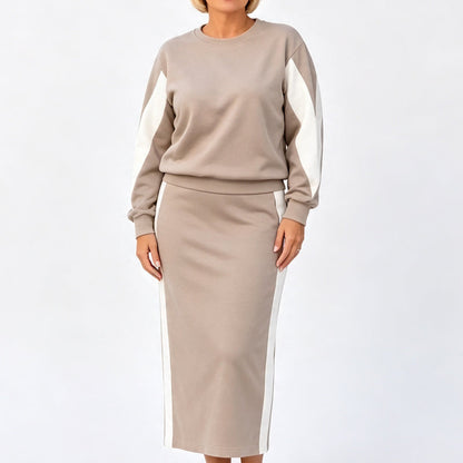 ✨ Polished Two-Piece Style | Women’s Color-Block Knit Set