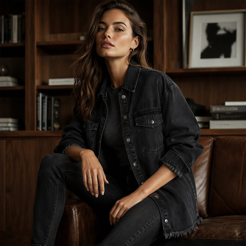 👚 50% OFF NOW! 💙 Women's Raw Edge Ripped Denim Jacket – Street Fashion, Multiple Pockets & Easy to Pair ✨