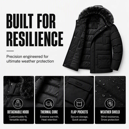 Men's Mid-Length Winter Windproof Thermal Jacket