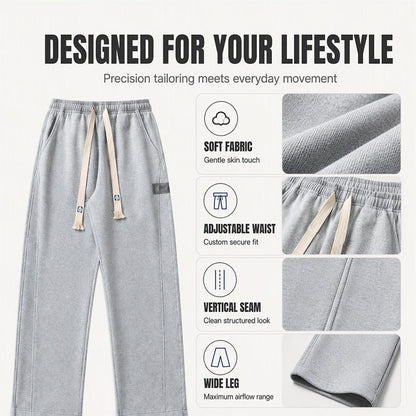 Men's Casual Wide-Leg Sweatpants with Pockets