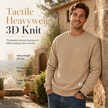 🔥Men's Thickened Jacquard Crewneck Sweatshirt – Relaxed Fit, Stylish Textured Design & Everyday Comfort for Chilly Fall and Winter Days!