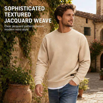 🔥Men's Thickened Jacquard Crewneck Sweatshirt – Relaxed Fit, Stylish Textured Design & Everyday Comfort for Chilly Fall and Winter Days!