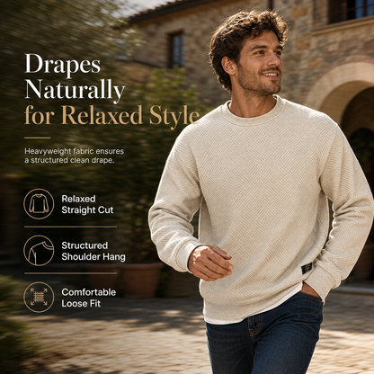 🔥Men's Thickened Jacquard Crewneck Sweatshirt – Relaxed Fit, Stylish Textured Design & Everyday Comfort for Chilly Fall and Winter Days!