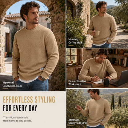 🔥Men's Thickened Jacquard Crewneck Sweatshirt – Relaxed Fit, Stylish Textured Design & Everyday Comfort for Chilly Fall and Winter Days!