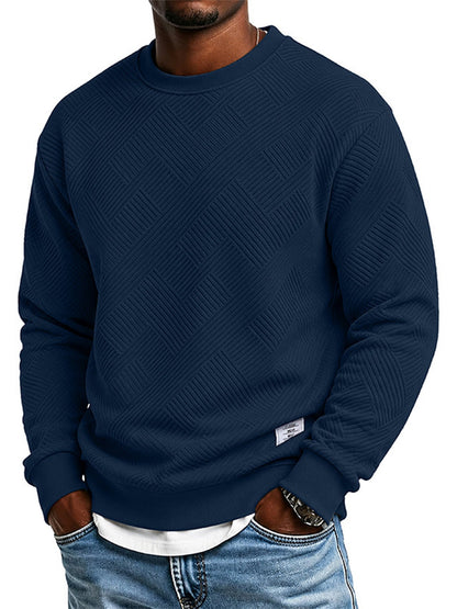 🔥Men's Thickened Jacquard Crewneck Sweatshirt – Relaxed Fit, Stylish Textured Design & Everyday Comfort for Chilly Fall and Winter Days!