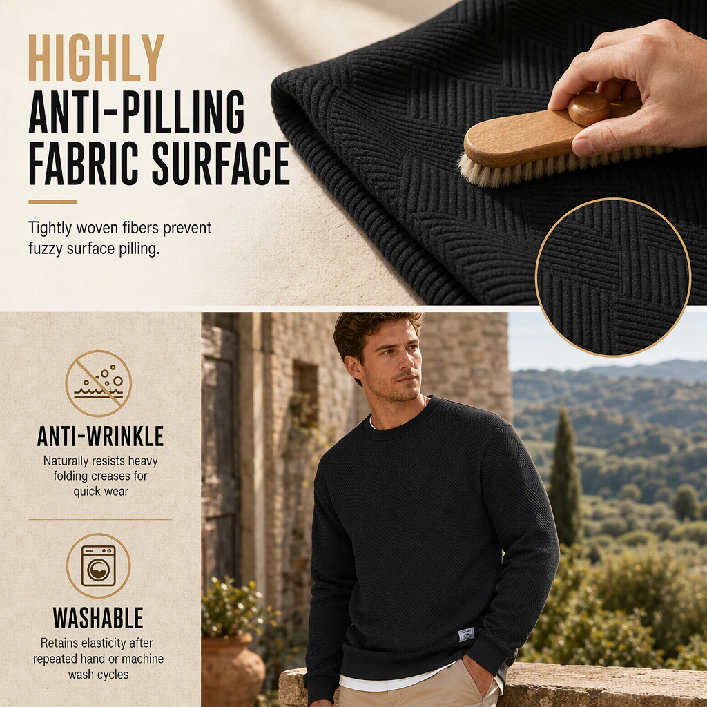 🔥Men's Thickened Jacquard Crewneck Sweatshirt – Relaxed Fit, Stylish Textured Design & Everyday Comfort for Chilly Fall and Winter Days!