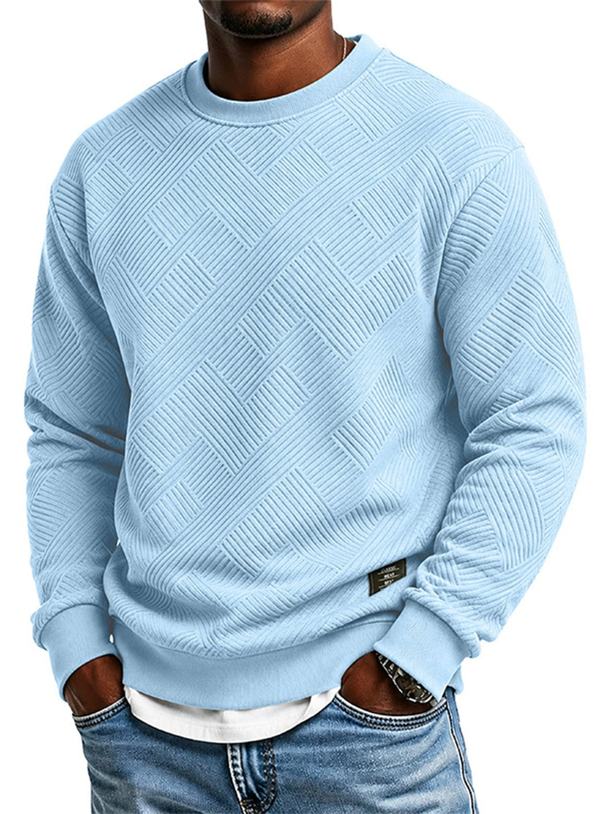 🔥Men's Thickened Jacquard Crewneck Sweatshirt – Relaxed Fit, Stylish Textured Design & Everyday Comfort for Chilly Fall and Winter Days!