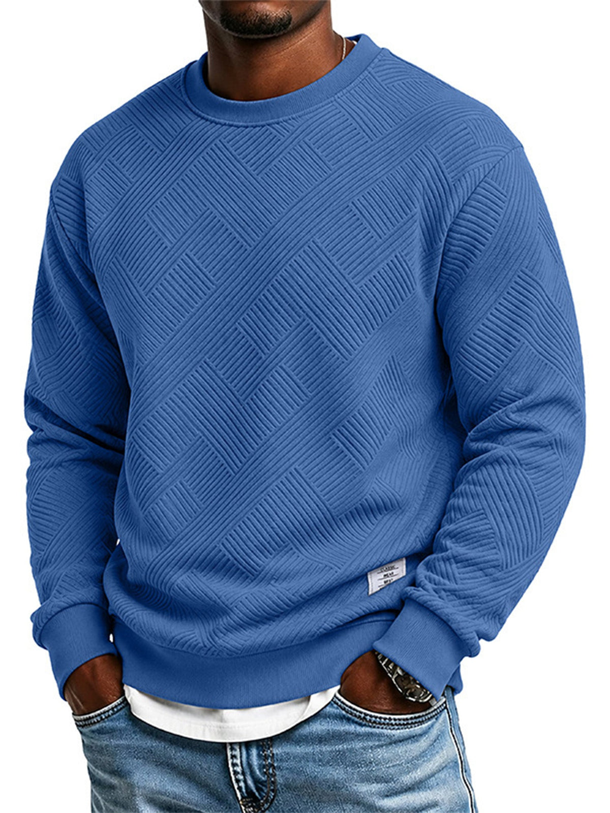 🔥Men's Thickened Jacquard Crewneck Sweatshirt – Relaxed Fit, Stylish Textured Design & Everyday Comfort for Chilly Fall and Winter Days!
