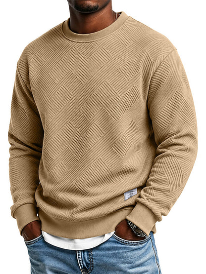 🔥Men's Thickened Jacquard Crewneck Sweatshirt – Relaxed Fit, Stylish Textured Design & Everyday Comfort for Chilly Fall and Winter Days!