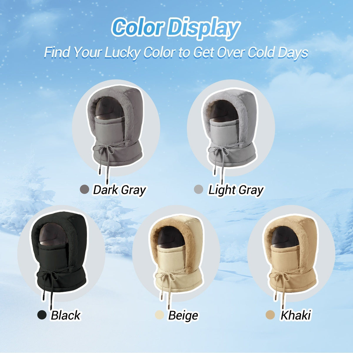 Plush-lined Thickened Thermal Hat with Face Mask