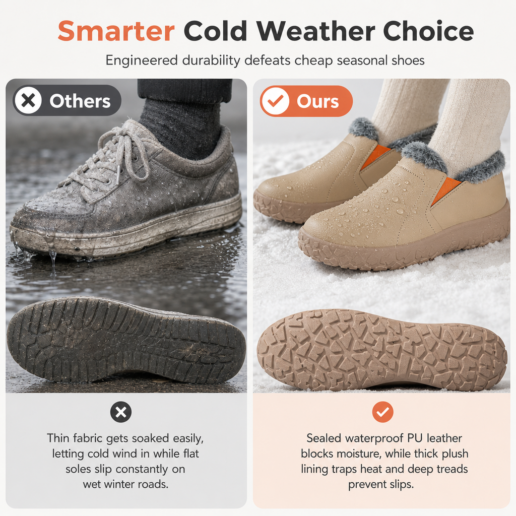 👢 Women's Winter Warm Loafers – Hidden Lift & Non-Slip Sole | Easy On/Off, Comfortable & Stylish ✨