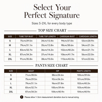 Women's Cardigan Tube Top & Pants 3-Piece Set