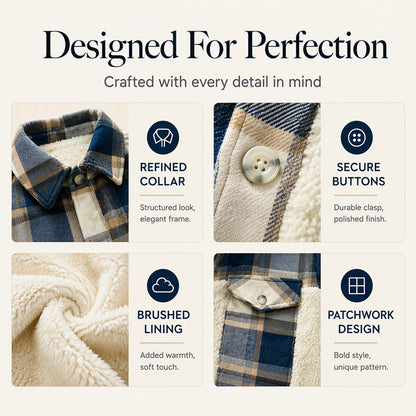 Women's Plaid Plush Patchwork Button-Down Jacket