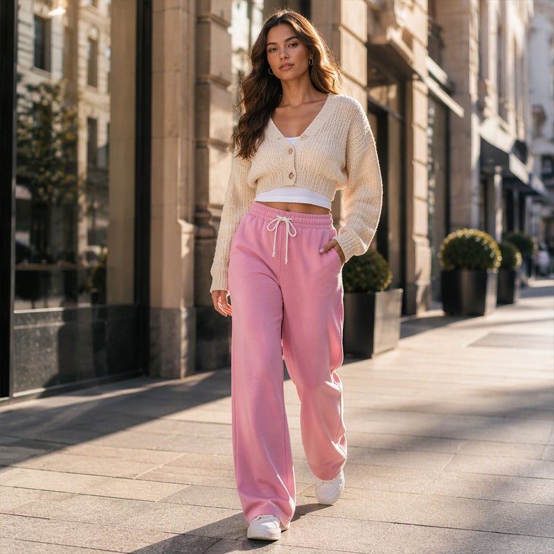 Women's Casual High-Waisted Wide-Leg Sweatpants