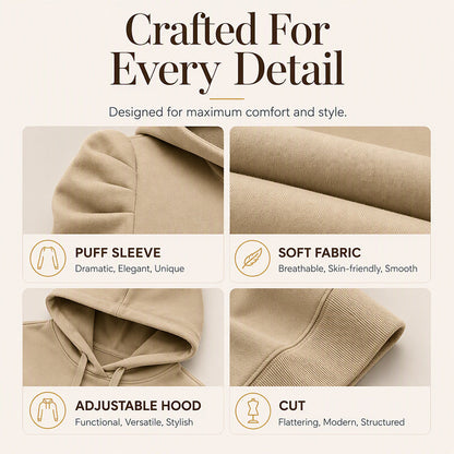 Women's Casual Chic Puff Sleeve Hoodie
