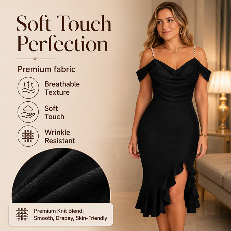 Women's Pearl Strap Cowl Neck Dress