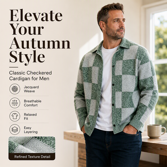 🍂Fall & Winter Warmth, Layer or Wear Alone🧶 Men's Vintage Checkerboard Sweater – Warm Knit, Versatile Wear ✨