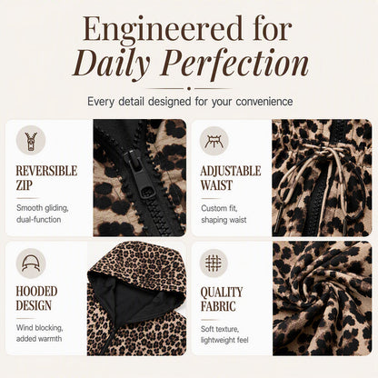 🐆Reversible Design, Two Looks in One🧥 Women's Reversible Leopard Print Hooded Jacket – Reversible & Leopard Print ✨