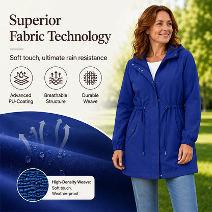 Women's Mid-Length Hooded Windbreaker Jacket