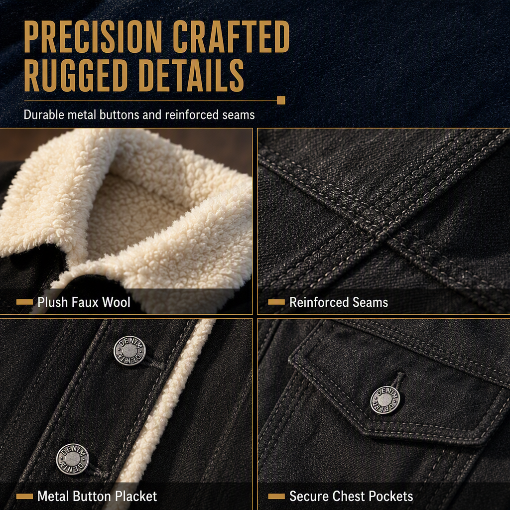 Men's Winter Warm Sherpa Lined Denim Jacket