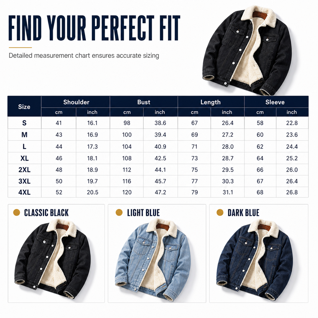 Men's Winter Warm Sherpa Lined Denim Jacket