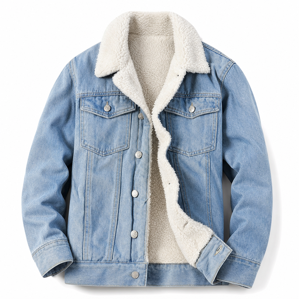 Men's Winter Warm Sherpa Lined Denim Jacket