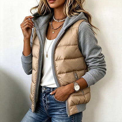 🌸Hot Sale 50% OFF💖Women's Color-Block Padded Hooded Jacket