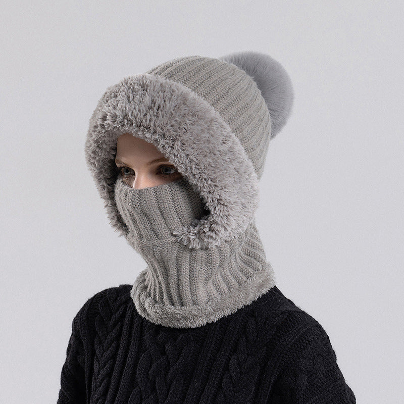 Stay Warm Without the Hassle — Women's One-Piece Knitted Winter Hat, Scarf & Face Cover with Cozy Full-Coverage Design for Cold Weather Comfort