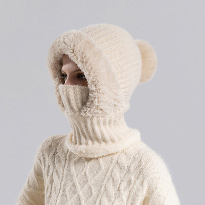 Stay Warm Without the Hassle — Women's One-Piece Knitted Winter Hat, Scarf & Face Cover with Cozy Full-Coverage Design for Cold Weather Comfort